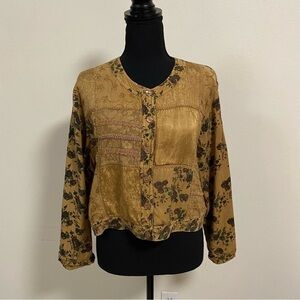 Country Wear Casual Button Jacket Brown Patchwork & Floral Size Petite Large